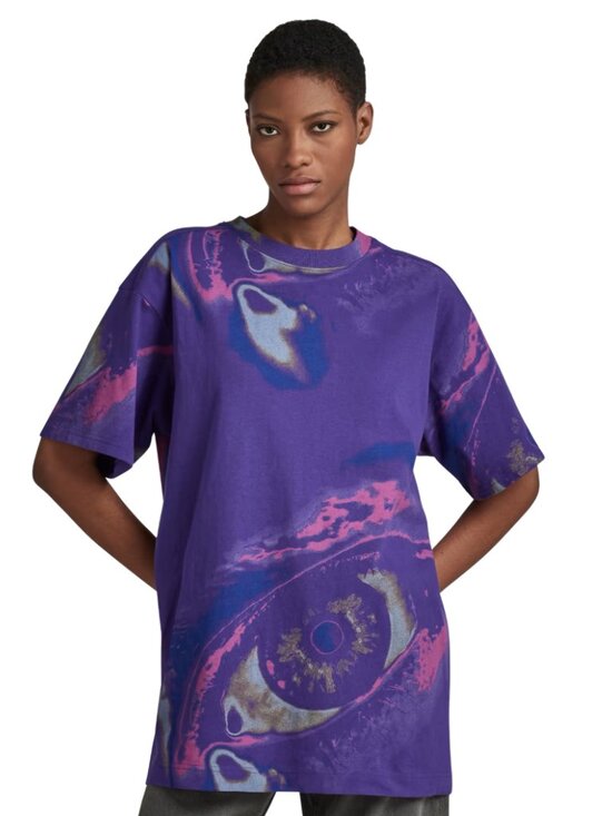 G-Star Tops - G-Star RAW Printed Boxy U Tee | Dark Violet Eye Dye | NWT | XS